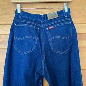 Vintage Lee dark wash pleated trouser style jeans